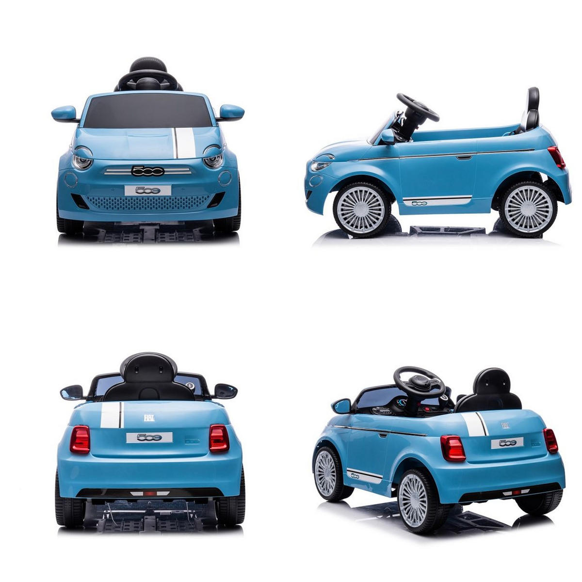 ELEKTROAUTO Fiat 500 blau Fernbedienung, Sicherheitsgurt, MP3, USB - Blau, Kunststoff (100/60/50cm) - Chipolino