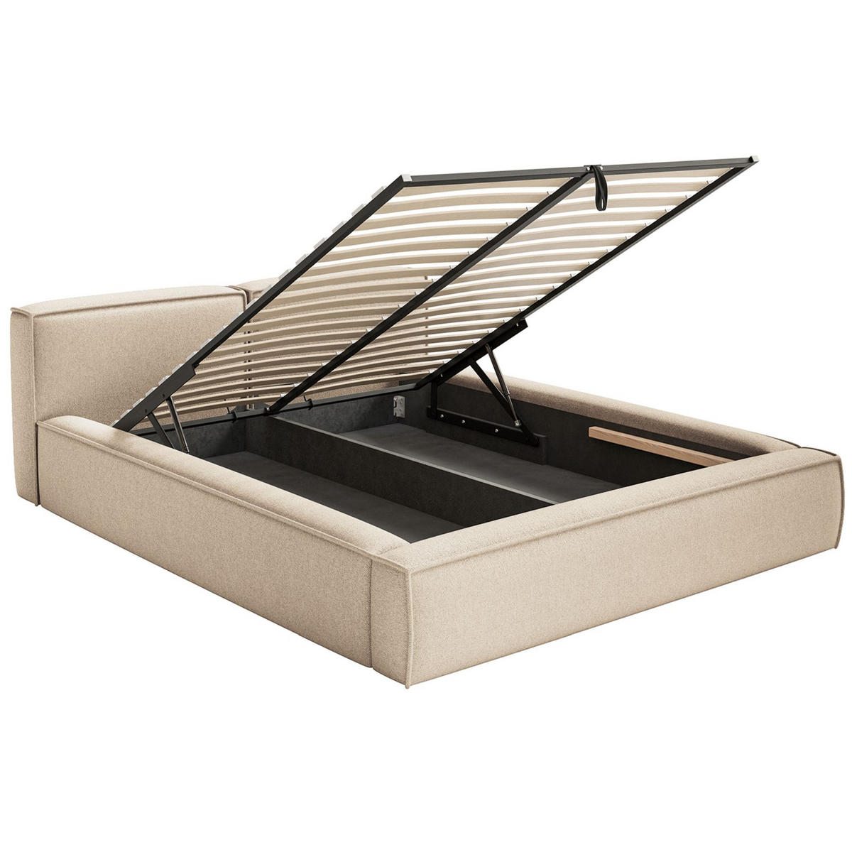 POLSTERBETT Tilves Slim Hellbeige 140x200 cm - Ecru/Schwarz, Kunststoff/Textil (140/200cm) - Selsey