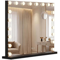 SCHMINKSPIEGEL eckig 80/14/62 cm Metall Schwarz - Schwarz, Metall (80/62/14cm) - CLP