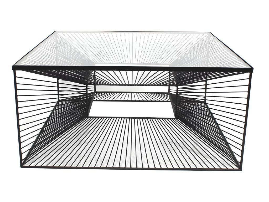 COUCHTISCH - Glas & Metall - Schwarz - CLARENCE - Transparent, Glas (80.5/80.5/38cm) - Vente-Unique