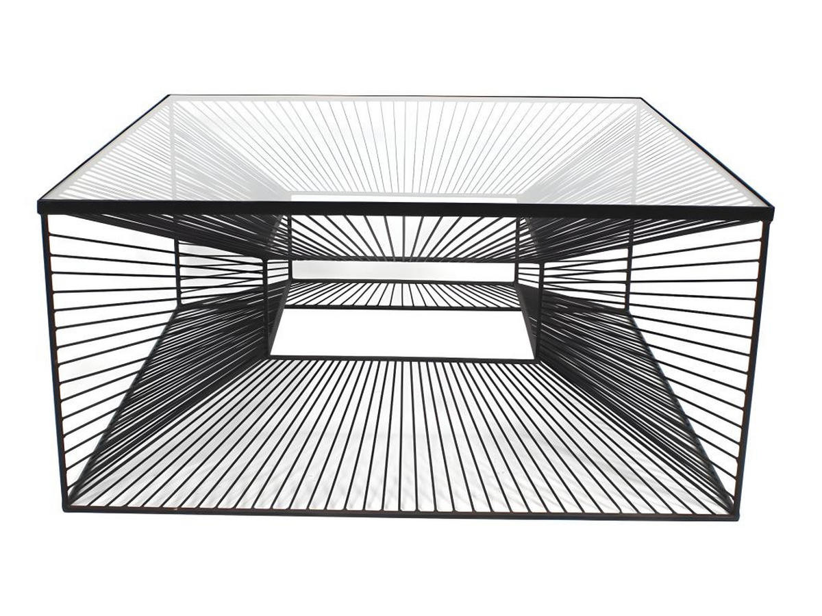 COUCHTISCH - Glas & Metall - Schwarz - CLARENCE - Transparent, Glas (80.5/80.5/38cm) - Vente-Unique