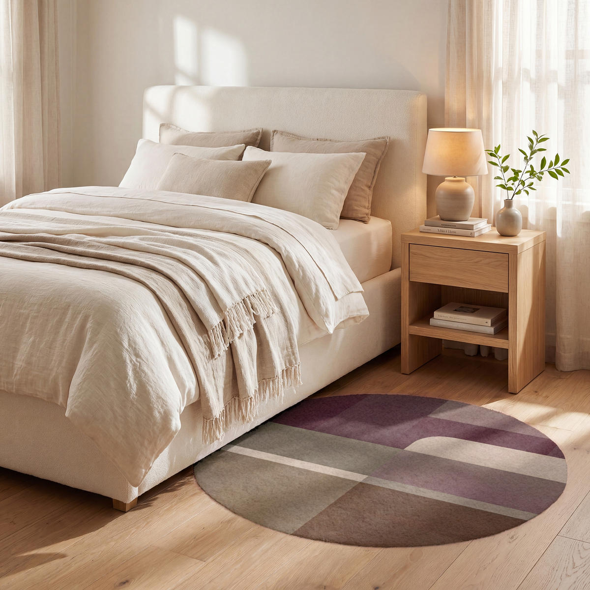 KOBERCE - Roviny - abstraktné - Bordeaux - línie - 90x90 cm - viacfarebná, textil/plast (90/0.4cm) - OnlyWow