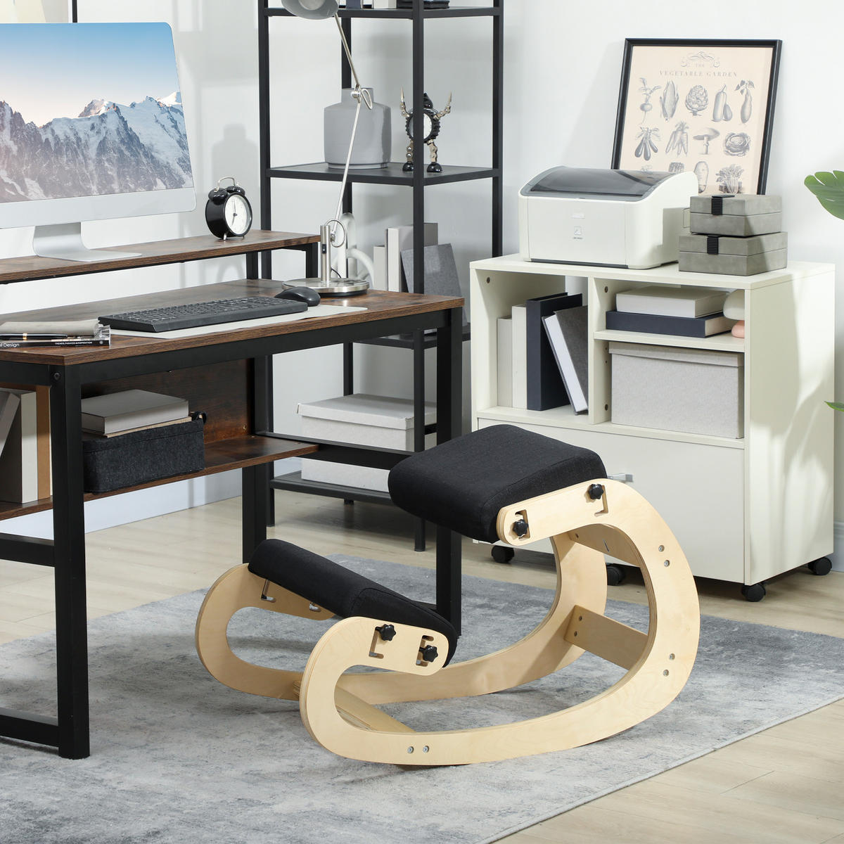 KNIESITZ DE-11773 Holz mit Wippfunktion - Schwarz, Holz (55/55/85cm) - ComfortXL