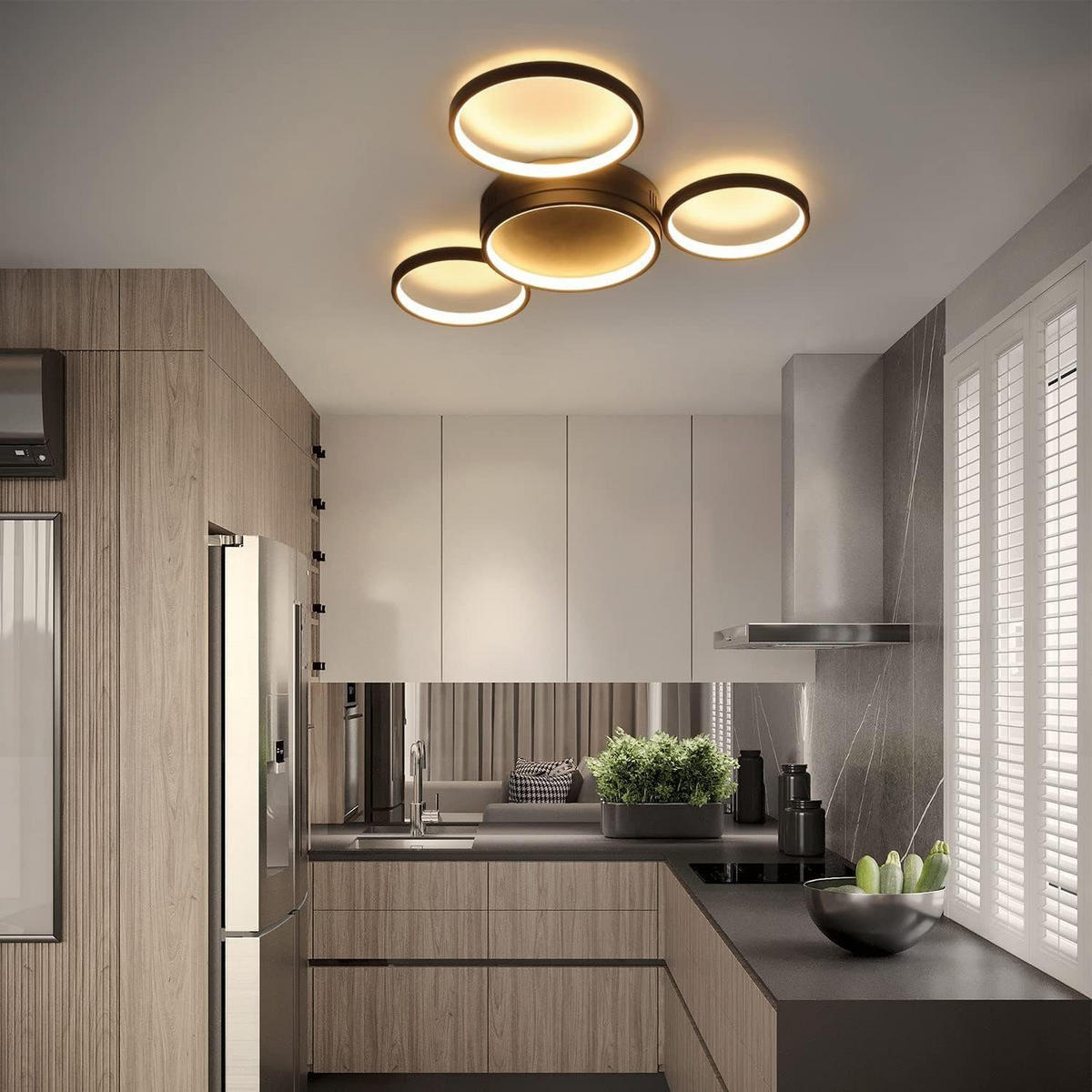 LED-DECKENLEUCHTE Carina 61.5/46.5/6 cm - Schwarz, Metall (61.5/46.5/6cm) - Nettlife