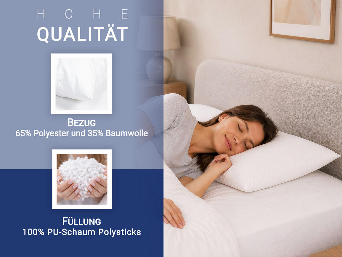 KISSEN, 40x80 cm, 65% Polyester, 35% Baumwolle, Weiß - Weiß, Textil (40/80cm) - Zollner
