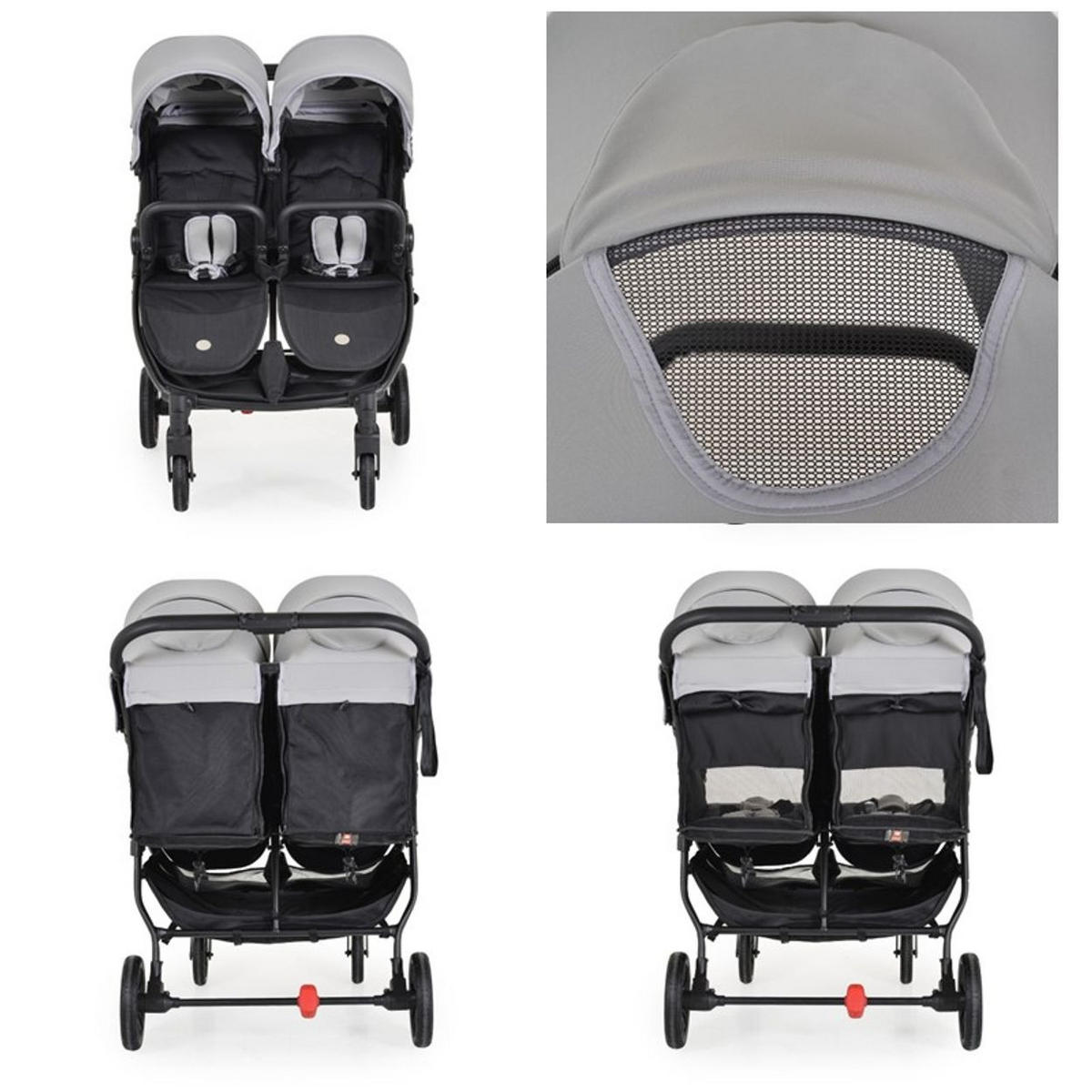 GESCHWISTERKINDERWAGEN 2Gether grau Fußabdeckungen, Aluminiumrahmen, faltbar - Grau, Metall (97/75/104cm) - Cangaroo