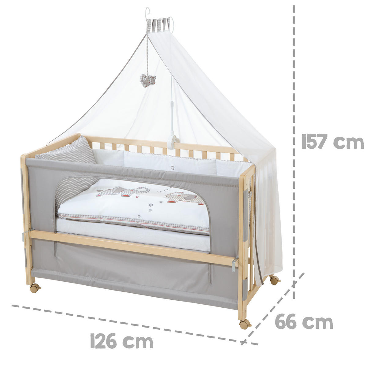 BABYBETT Jumbo twins grau 5er-Set 60 x 120 cm - Naturfarben/Grau, Holzwerkstoff (60/120cm) - Roba