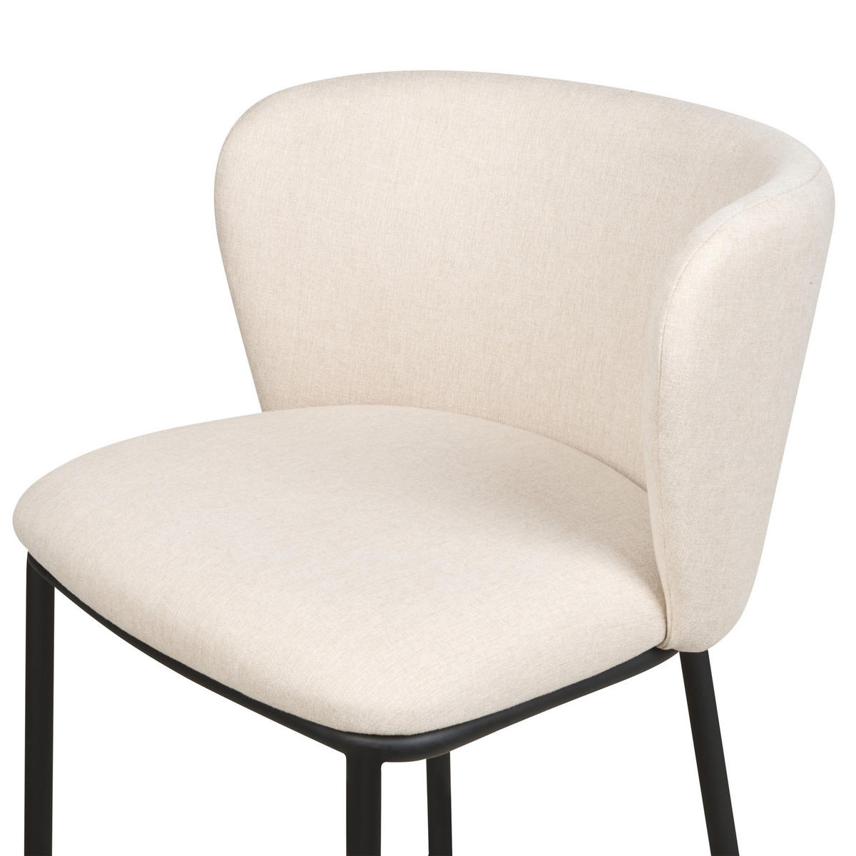 BARSTUHL 2er-Set Bouclé cremeweiss/schwarz Mina - Schwarz/Weiß, Textil (52/98/46cm) - Beliani