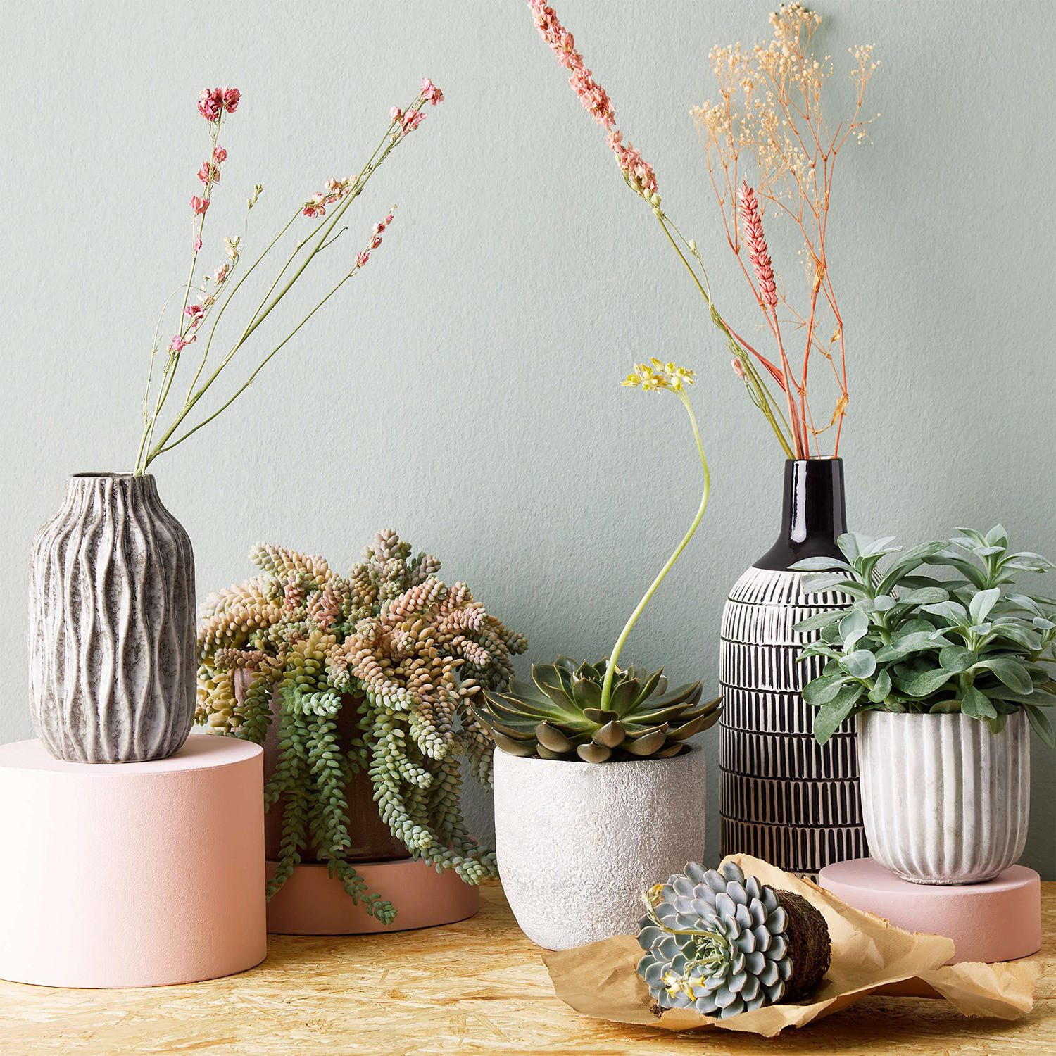 VASE (2er Set) Nordic Sea - Grau, Keramik (21cm) - BUTLERS