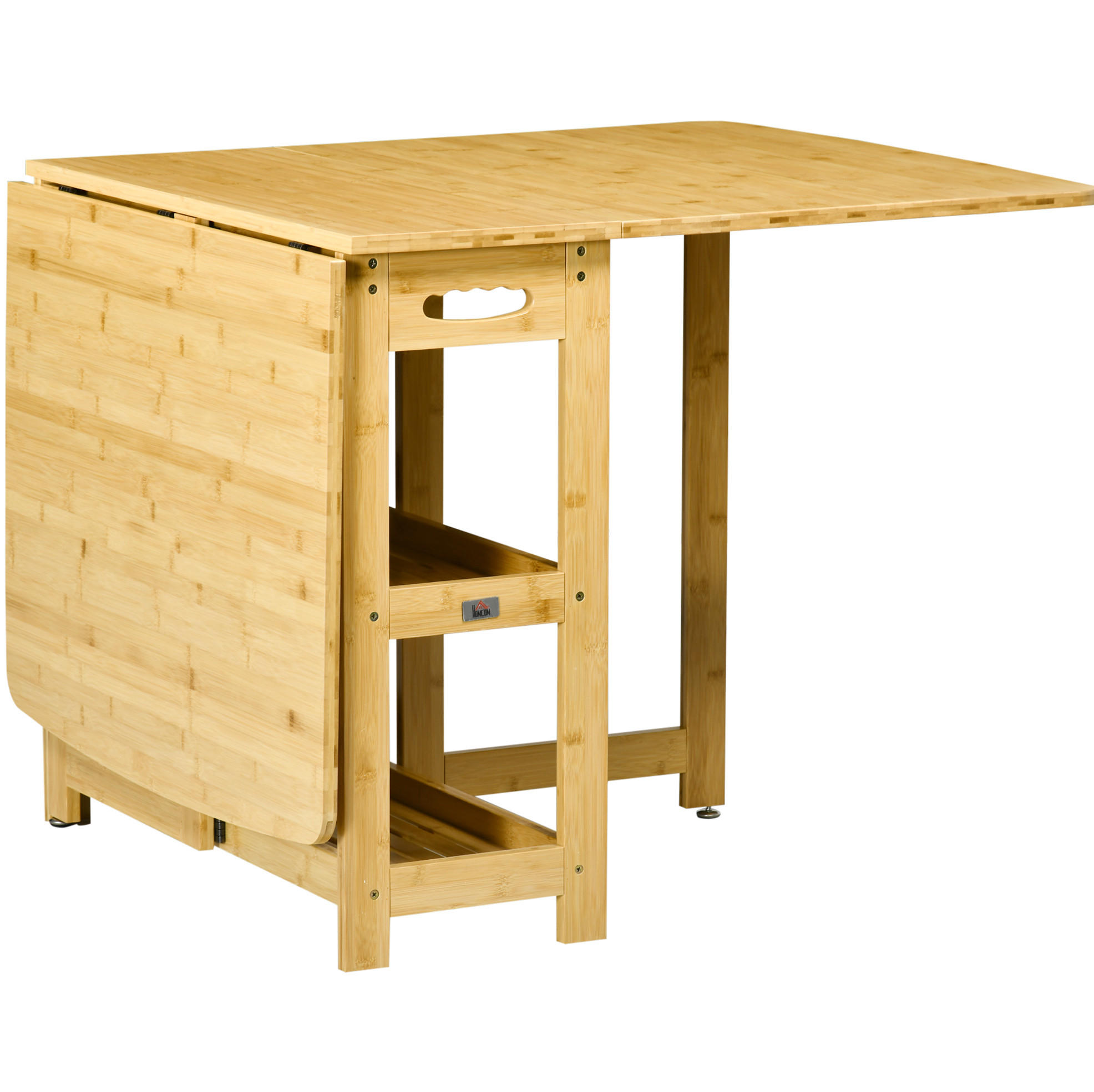 ESSTISCH 149,5/80/73,5 cm klappbar mit 2 Ablagefächern und verstellbaren Füßen aus Bambus, Naturholz - Braun, Holz (149.5/80/73.5cm) - Redom