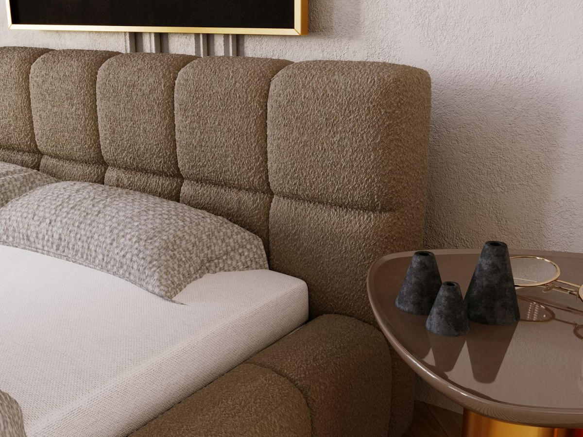 POLSTERBETT Alicante Bouclé-Stoff 180x200 Braun - Braun, Textil (180/200cm) - Graingold