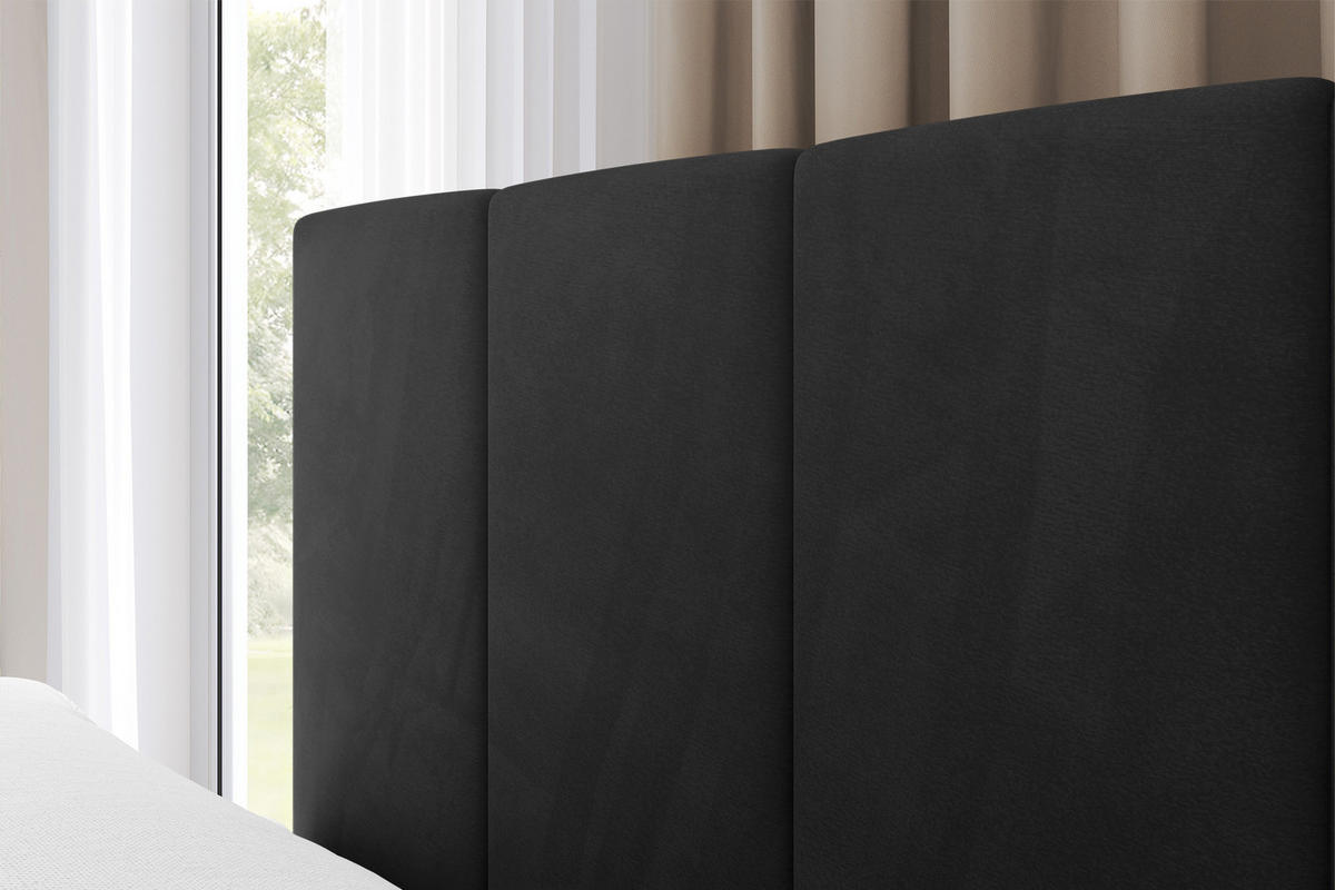 EINZELBETT Jugendbett mit Bettkasten Rechts, ohne Matratze - LOVY 100x200 Schwarz - Schwarz, Holzwerkstoff/Textil (100/200cm) - ALTDECOR