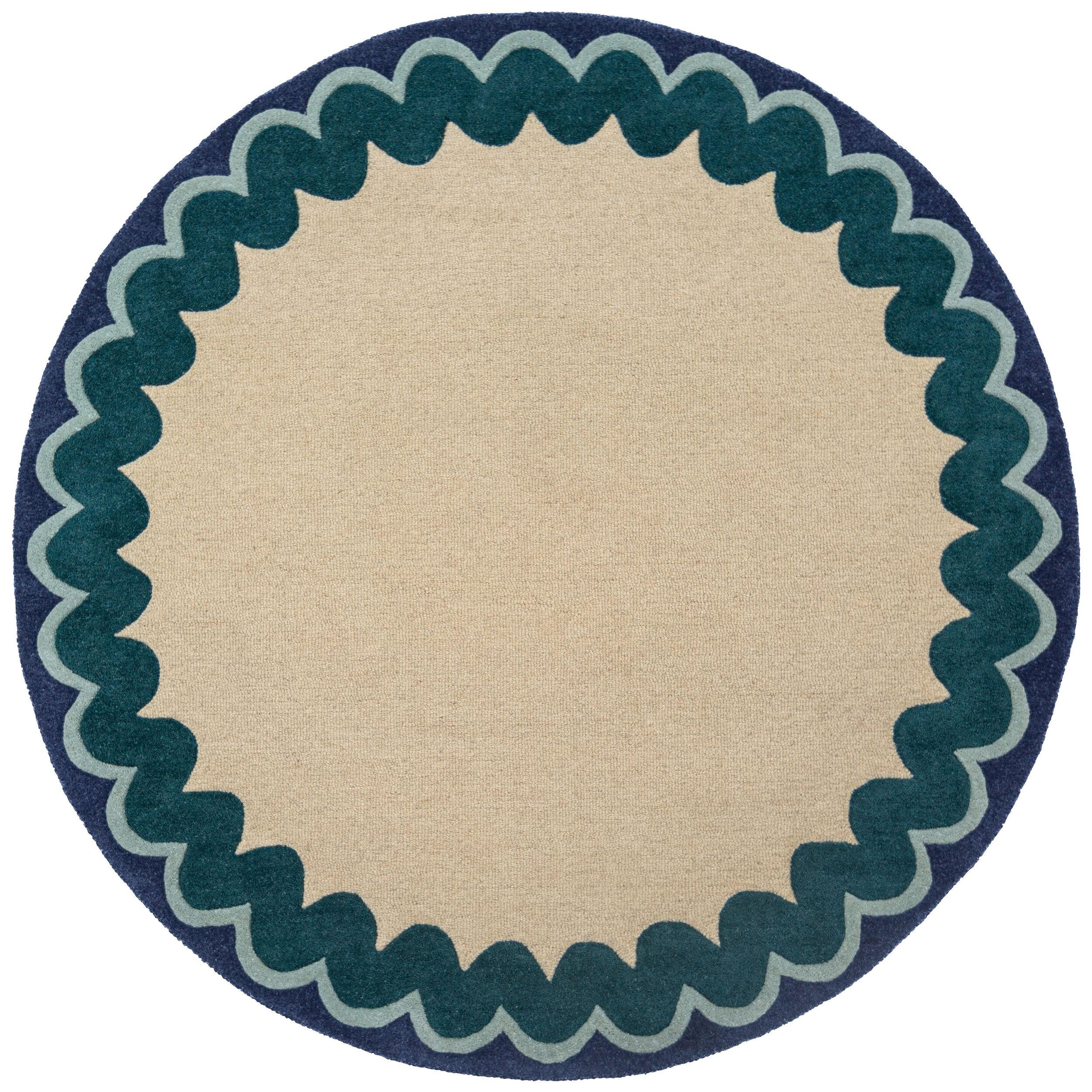 Kadima Design Wollteppich Türkis 160x160 cm