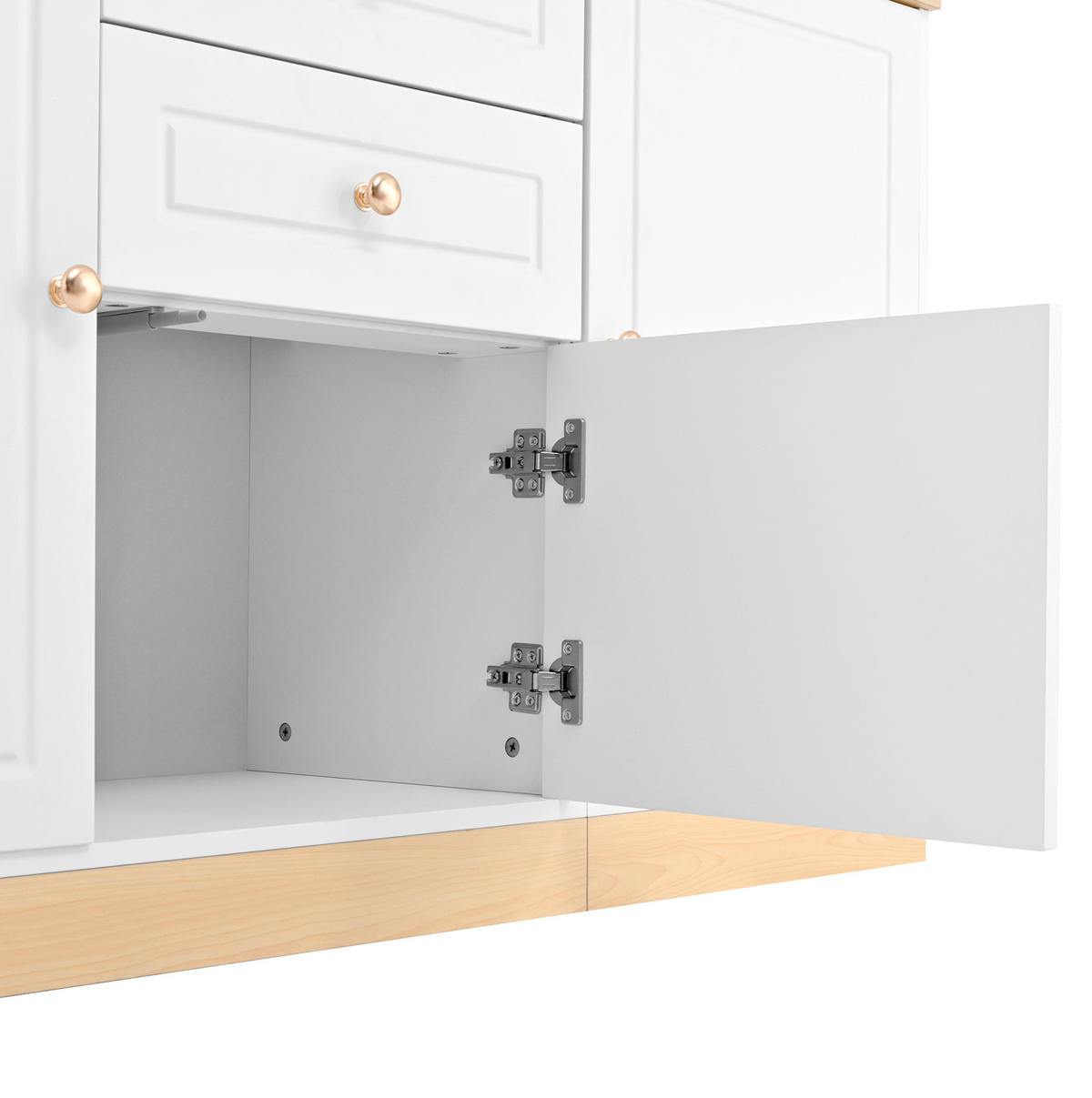 SIDEBOARD 135.5/39/76 cm Weiß und Holzfarbe aus Holzwerkstoff mit 3 Türen und 2 Schubladen - Weiß, Holzwerkstoff (39/76/135.5cm) - OKMYHOME