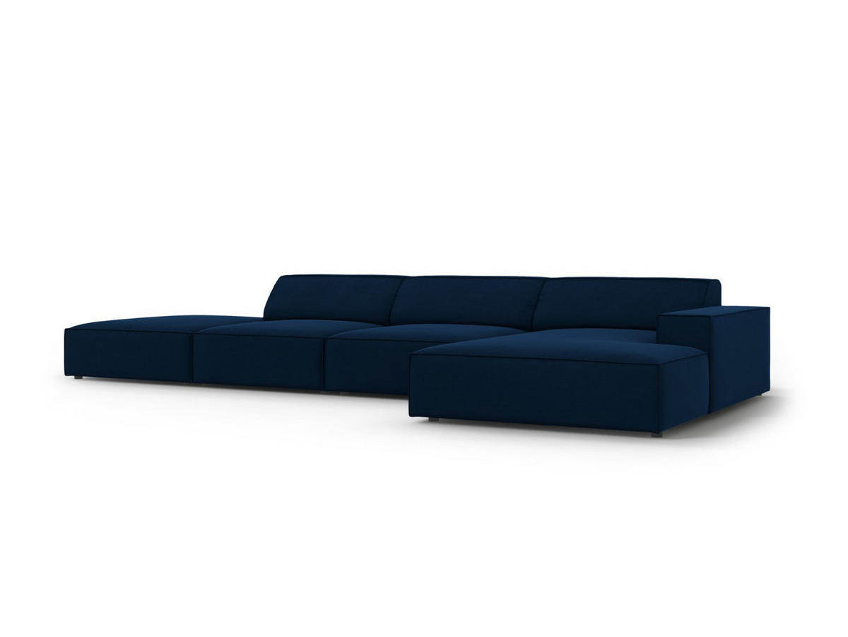 ECKSOFA rechts Jodie aus Samt königsblau 5 Sitzplätze - Blau, Textil (166/341cm) - Micadoni