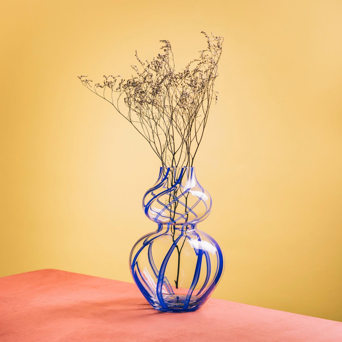 VASE Azurette blau 17/25 cm - Blau, Glas (25cm) - Homla