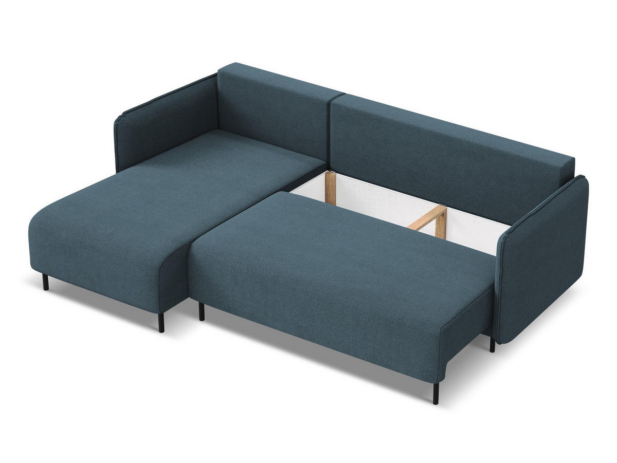 ECKSOFA mit Schlaffunktion Strukturstoff Stoff Blau - Blau/Blaugrau, Holz/Textil (162/236cm) - Makamii