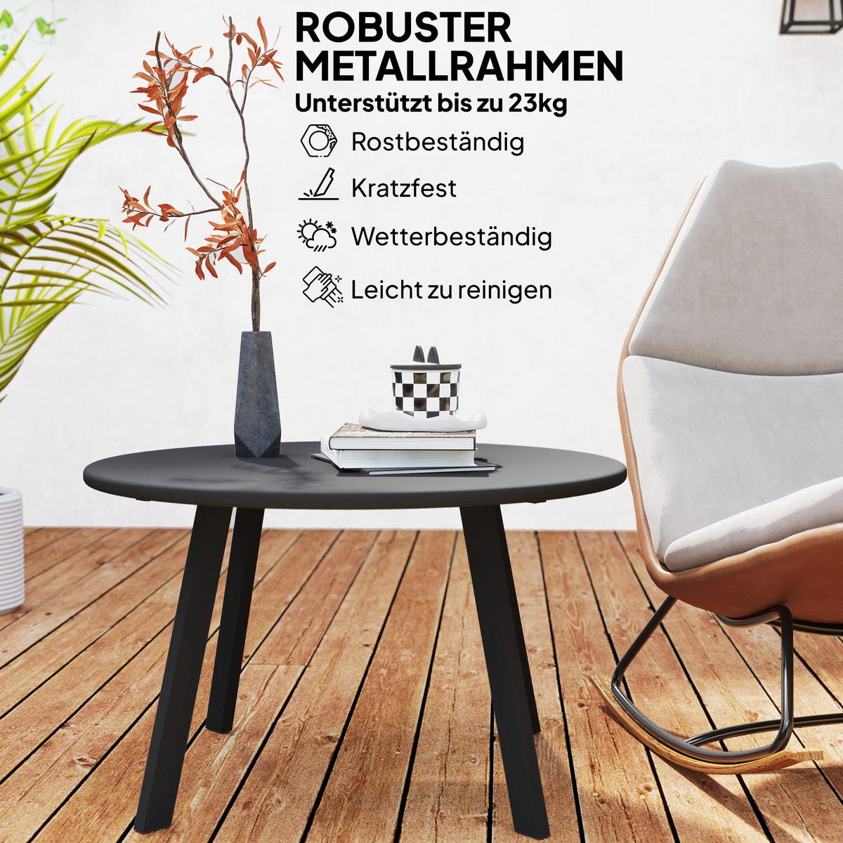 COUCHTISCH Metall Dunkelgrau - Dunkelgrau, Metall (70/70/42cm) - Outsunny