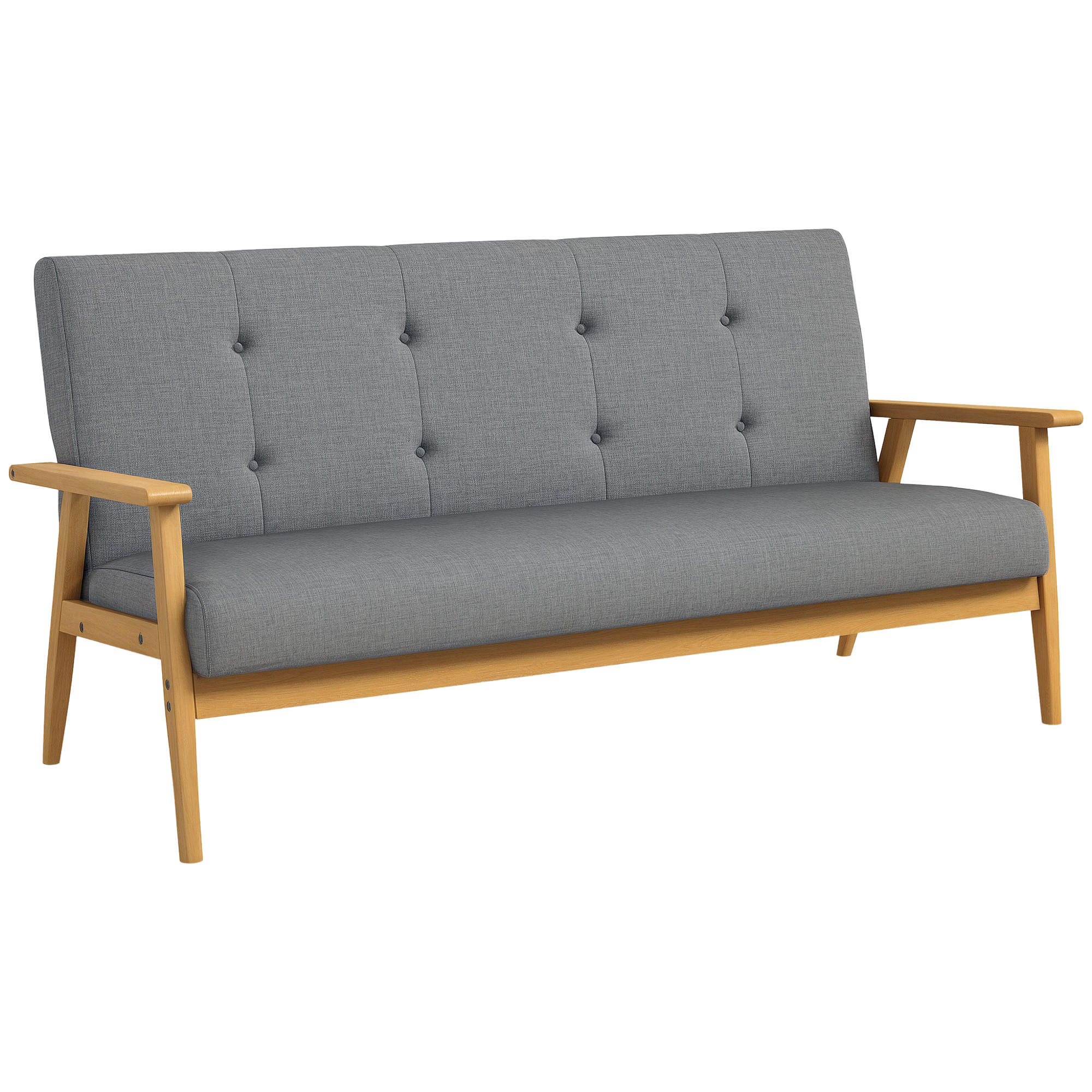 SOFA, 3-Sitzer, skandinavisch, gesteppt, grau, 154,5cm - Multicolor, Holzwerkstoff (154.5/73/69.5cm) - FORIOUS