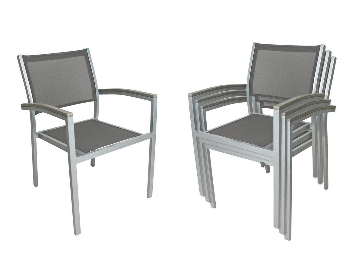 GARTENSTUHL 4er Set Sarah Stapelstuhl - Grau, Kunststoff (60/86/55cm) - DELUKE