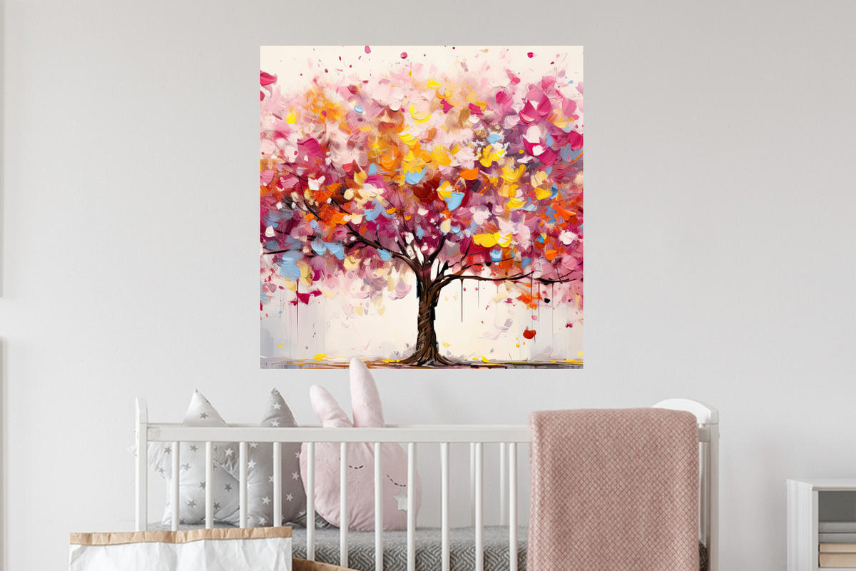 WANDTATTOO Aquarell - Baum - Kunst - Abstrakt 50x50 cm - Multicolor, Kunststoff (50/50/0.1cm) - MuchoWow