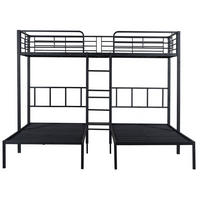 ETAGENBETT aus Metall 3x 90x200 cm Schwarz mit Leiter, Fallschutzgitter und Tisch - Schwarz, Metall (90/200cm) - IVMEU