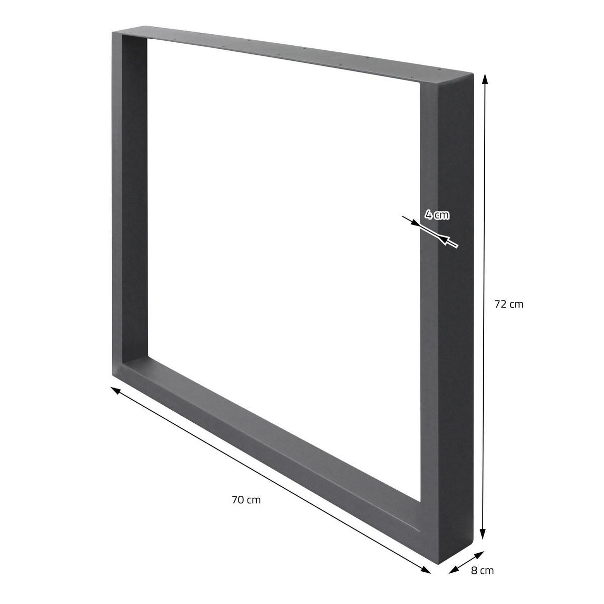 TISCHBEINE 2er Set 70 x 72 cm Anthrazit - Dunkelgrau, Metall (70/8/72cm) - ECD-Germany