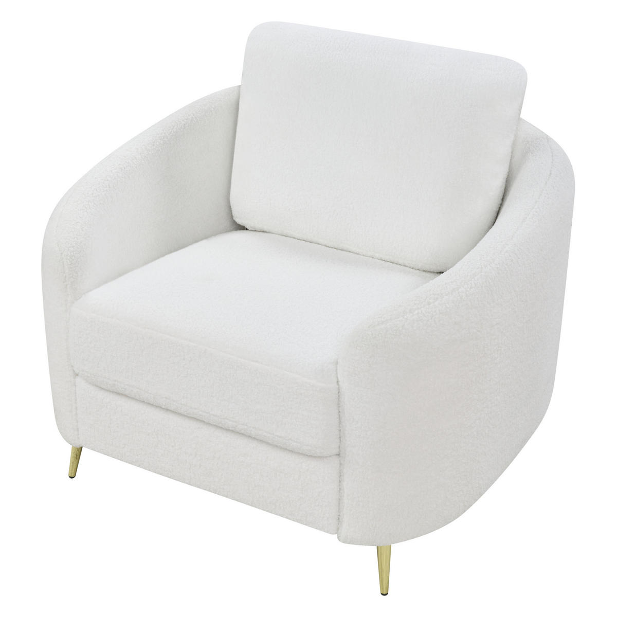 SESSEL Bouclé Weiß Trosa - Goldfarben/Weiß, Textil (100/88/86cm) - Beliani