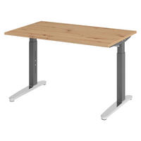 SCHREIBTISCH Serie-XB 80/120/74 cm in Wildeiche/Graphitfarben/Alu poliert - Wildeiche/Graphitfarben, Holzwerkstoff (80/120/74cm) - bümö