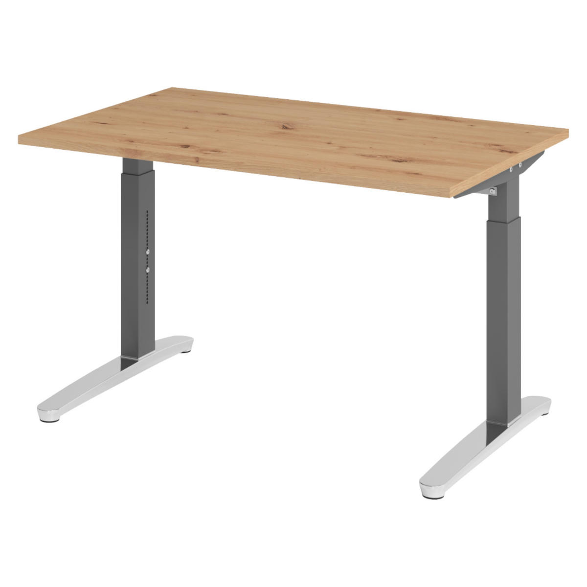 SCHREIBTISCH Serie-XB 80/120/74 cm in Wildeiche/Graphitfarben/Alu poliert - Wildeiche/Graphitfarben, Holzwerkstoff (80/120/74cm) - bümö