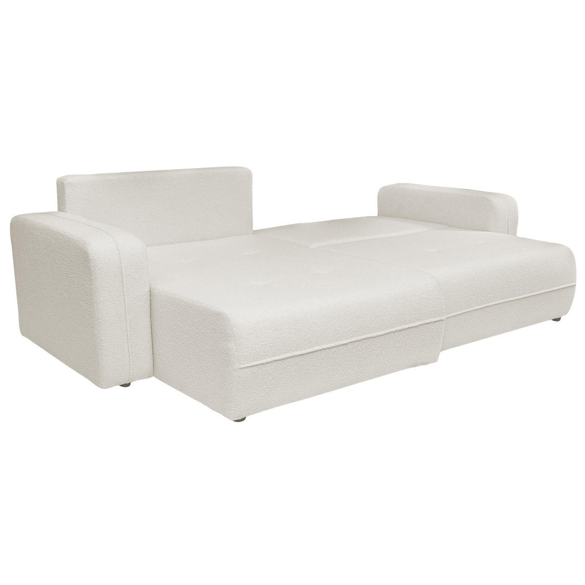 ECKSOFA Oreo L-Form Mit Bettkasten Und Schlaffunktion Quelle-Stoff Ecru Rechts - Ecru, Holz (247/143cm) - Kaiser Möbel