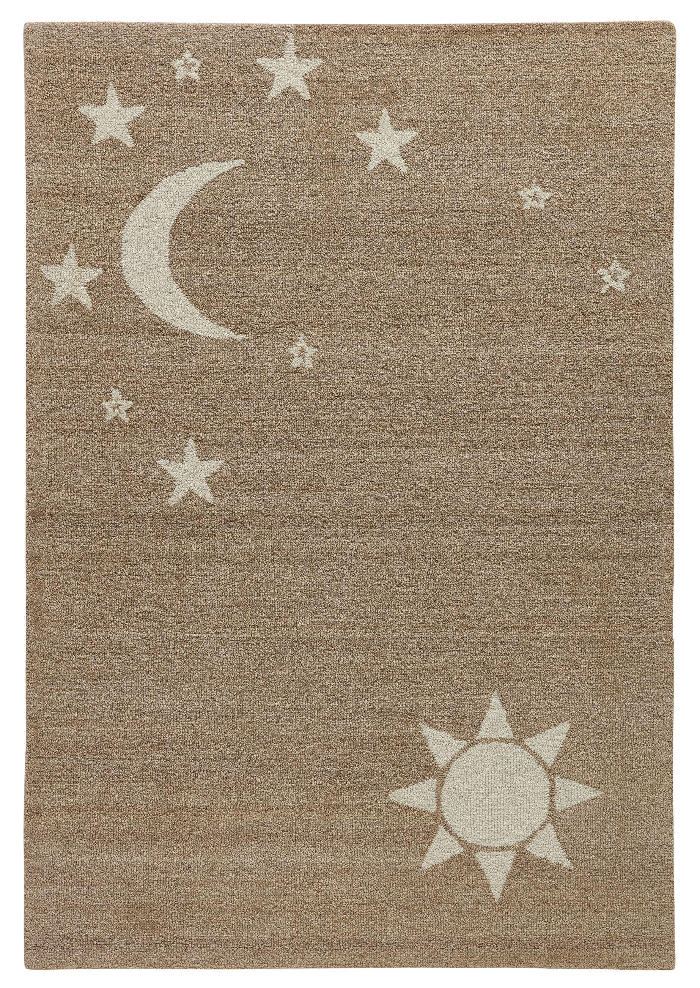 HANDTUFTTEPPICH Natur Kids - Kindeteppich mit Nachthimmeldesign 80 x 150 cm - Sandfarben, Textil (80/150cm) - Natur Pur
