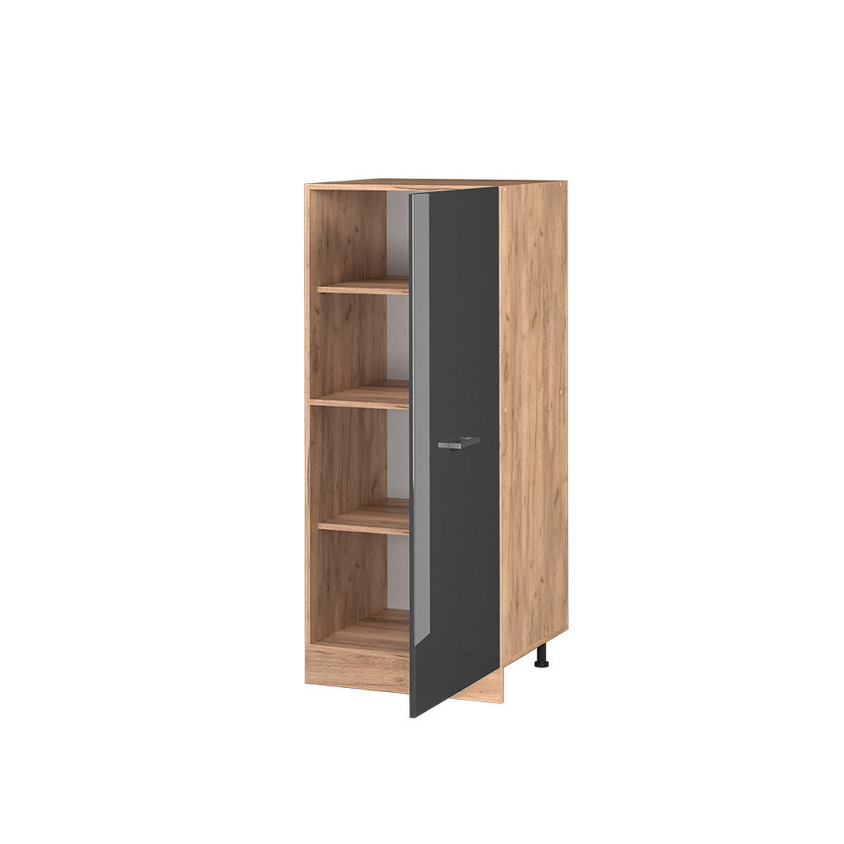 HOCHSCHRANK R-Line Anthrazit Hochglanz 60 cm - Honigeiche/Schwarz Hochglanz, Holzwerkstoff (60/143/57cm) - Vicco