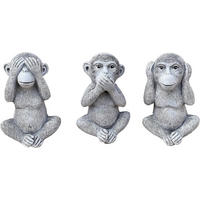 STEINFIGUR 3 Affen Nichts sehen Nichts hören Nichts Sagen Frostfest Steinguss - Grau, Stein (8/12/7cm) - stoneandstyle