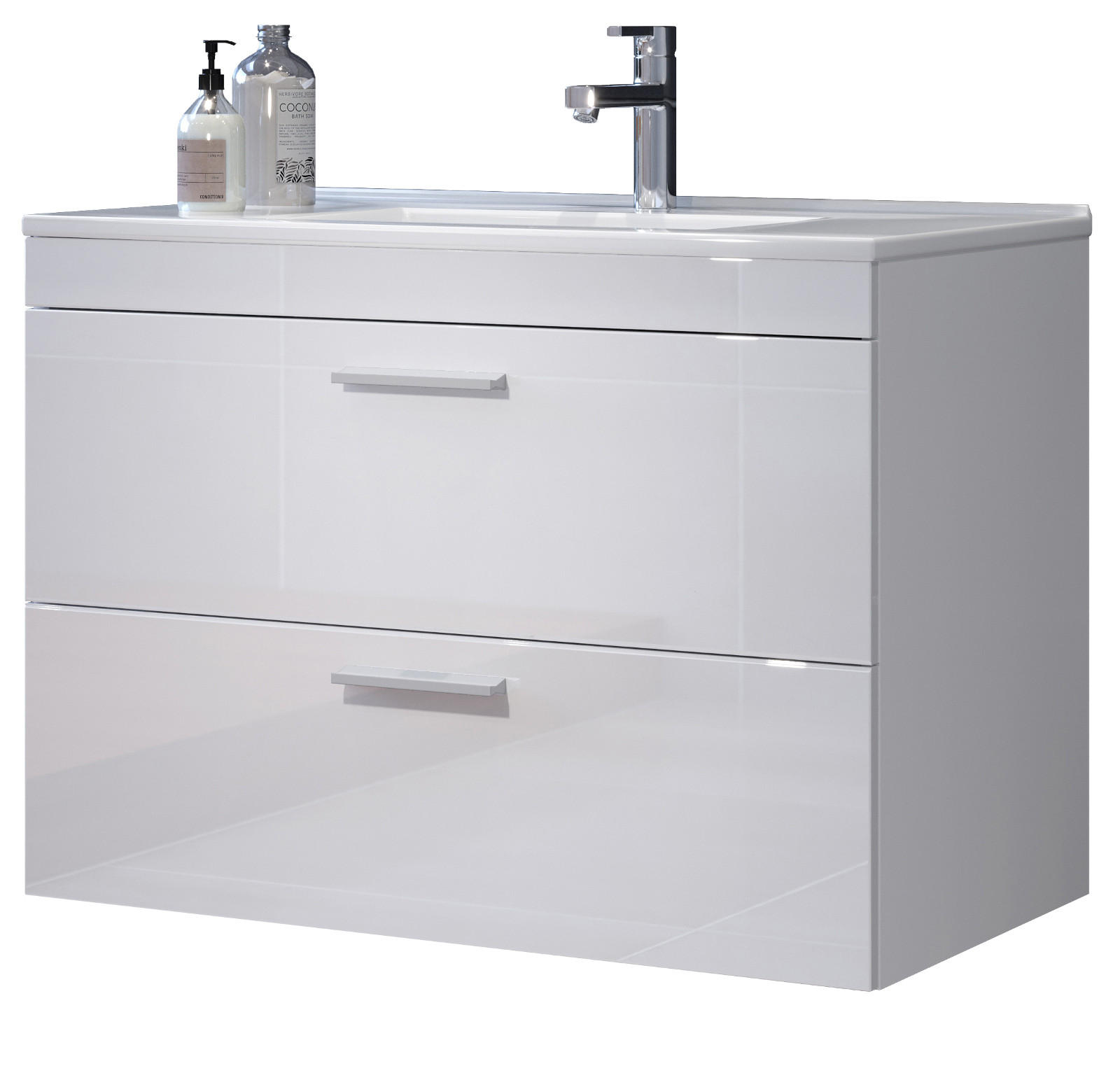 Top.Furn Waschbeckenunterschrank Weiß Hochglanz 81x59x47 cm
