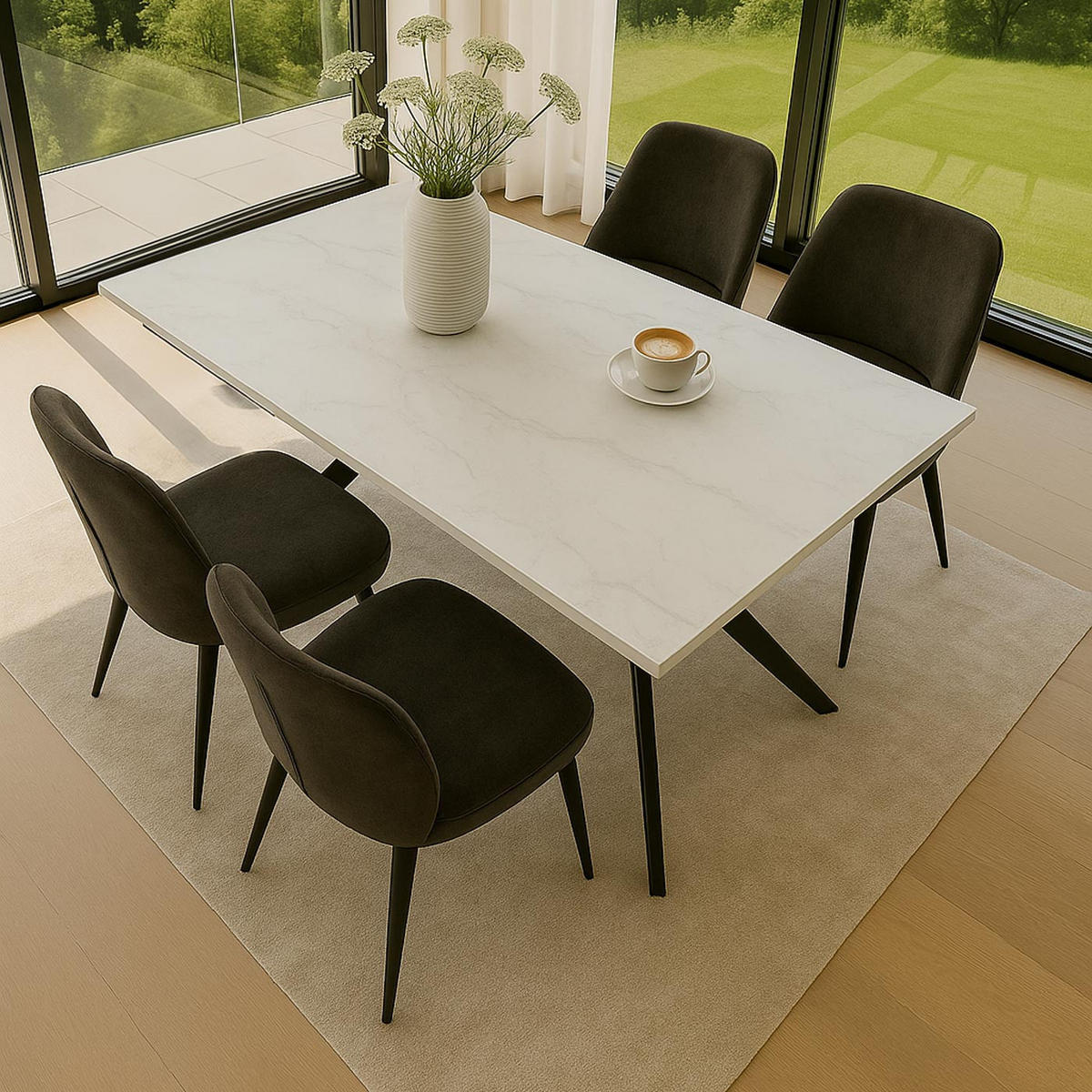 JÍDELNÍ STŮL hranatý bílý - bílá, kámen (70/120/76cm) - MCW