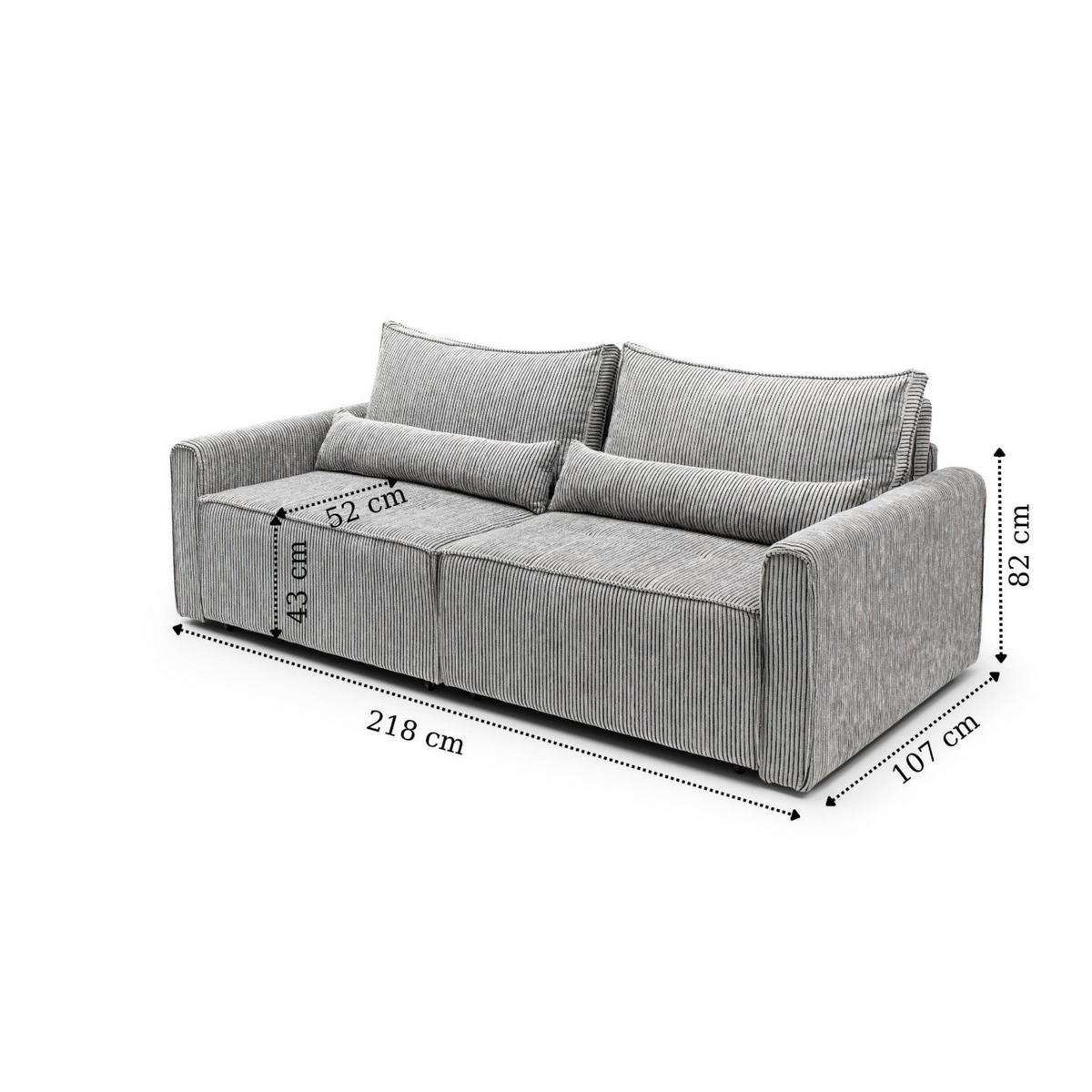 ECKSOFA mit Schlaffunktion 8 fach verstellbare Rückenlehne - Grau, Holz (137/190cm) - Gowoll