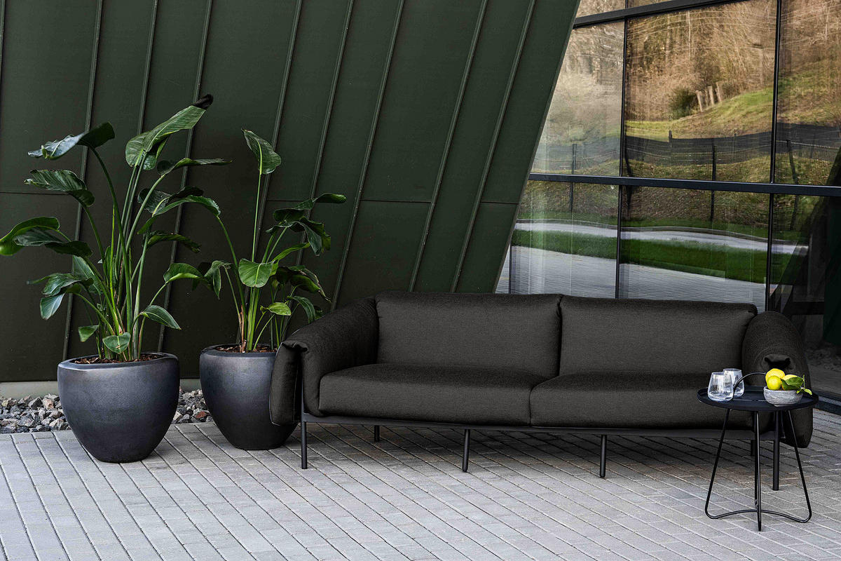 3-SITZER OUTDOOR-SOFA - Schwarz, Textil/Metall (224/70/98cm) - home24