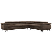 ECKSOFA NORDEN L - Braun Velvet - Links Seite - Dunkelbraun/Schwarz, Textil/Metall (269/329cm) - MKS