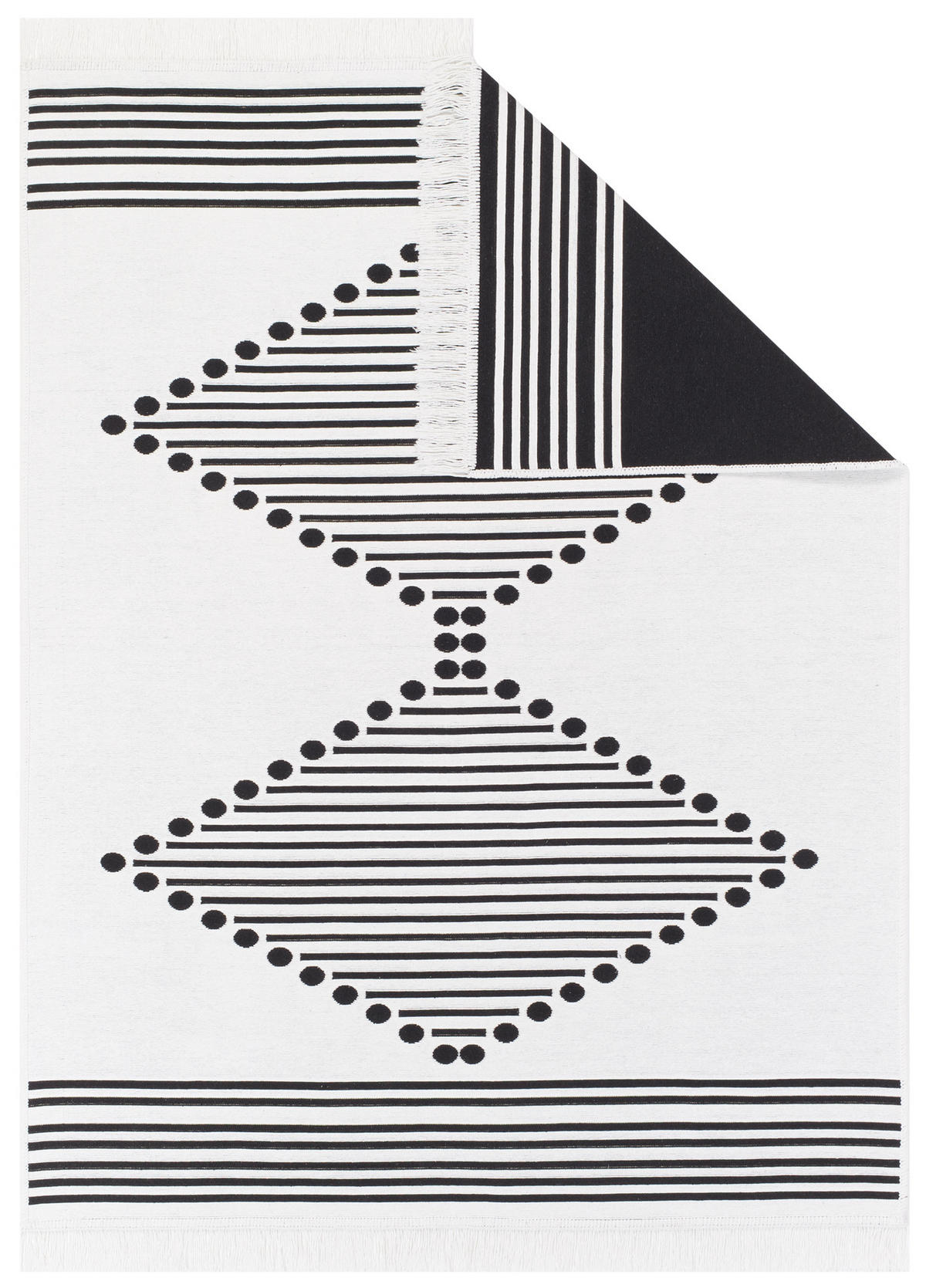 TEPPICH AZTECA Schwarz Weiß 120/170 cm - Schwarz/Weiß, Naturmaterialien (120/170cm) - Tapiso