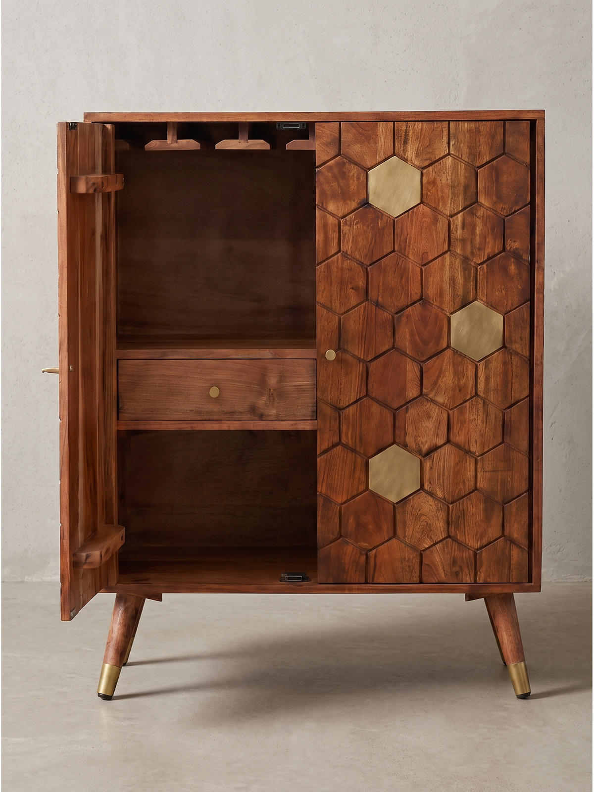 HAUSBAR ARENZANO, Akazie Massivholz, Dunkelbraun, 75 x 46 x 96 cm - Dunkelbraun/Braun, Akazienholz/Holz (75/96/46cm) - KADIMA DESIGN