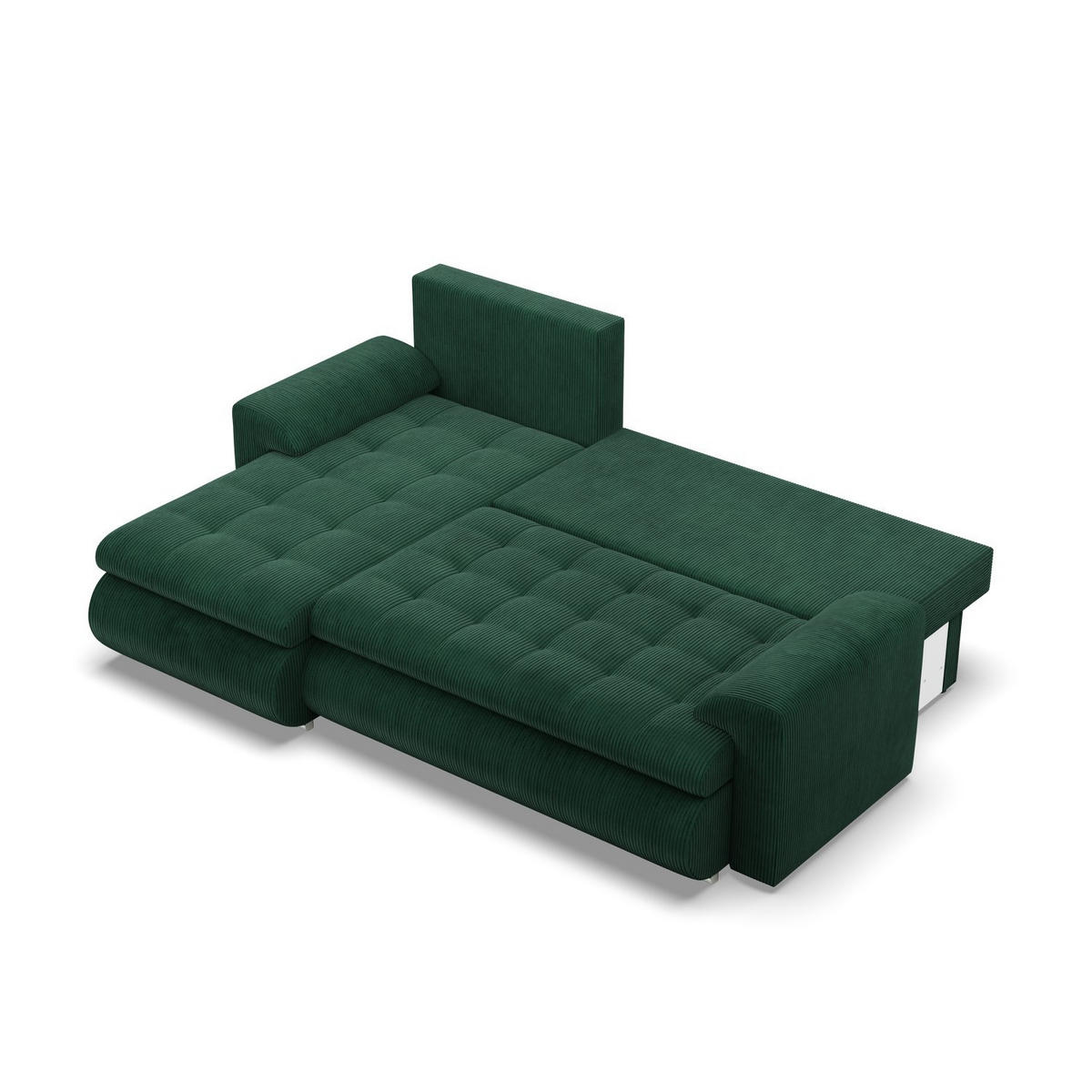 ECKSOFA LINKS MIT SCHLAFFUNKTION FORESTA, Cord - Dunkelgrün - Grün, Textil (230/159cm) - Mebligo
