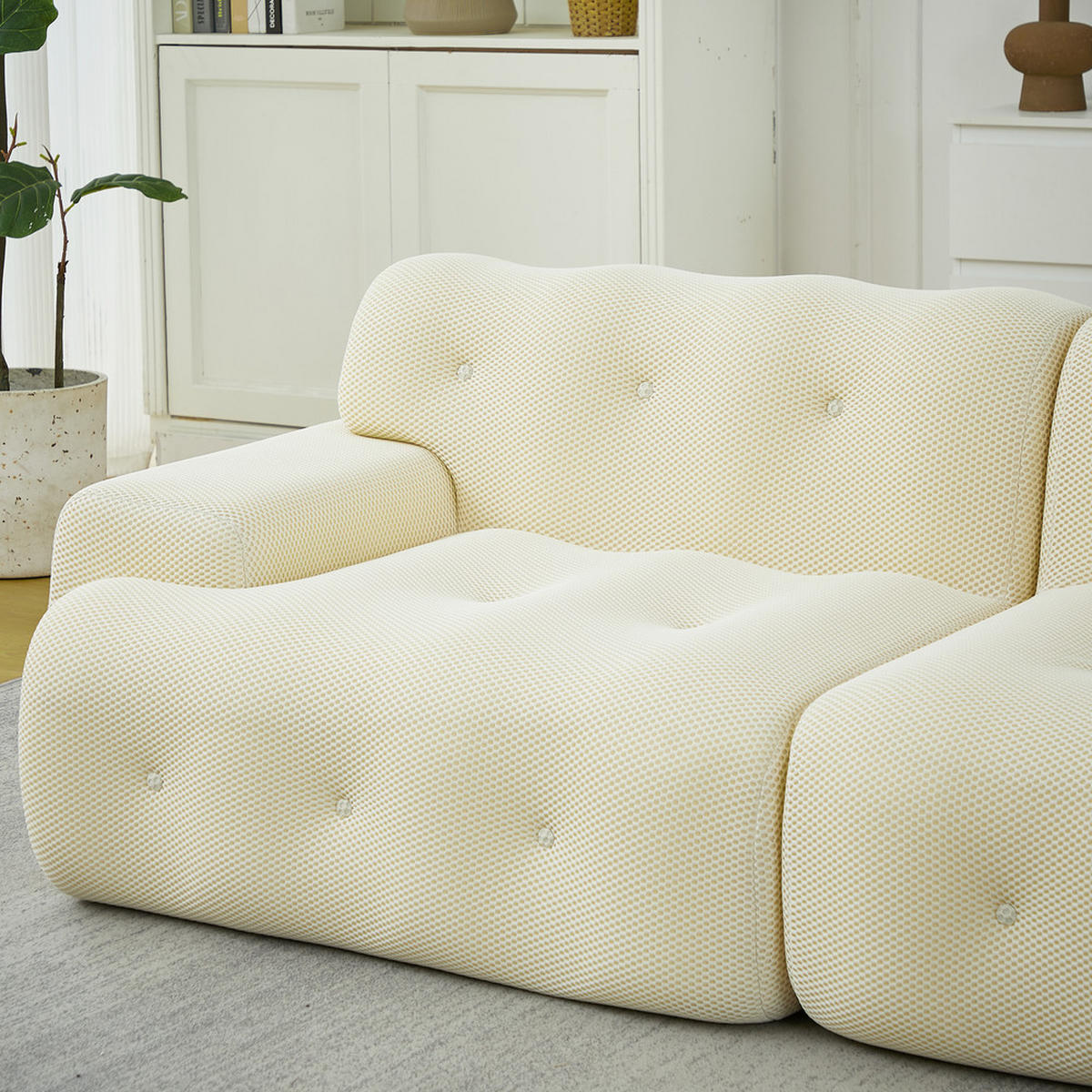 2-SITZER Sofa C Geschwungenes Design 224x104cm Beige - Beige, Textil (104/66/224cm) - Raelunyi