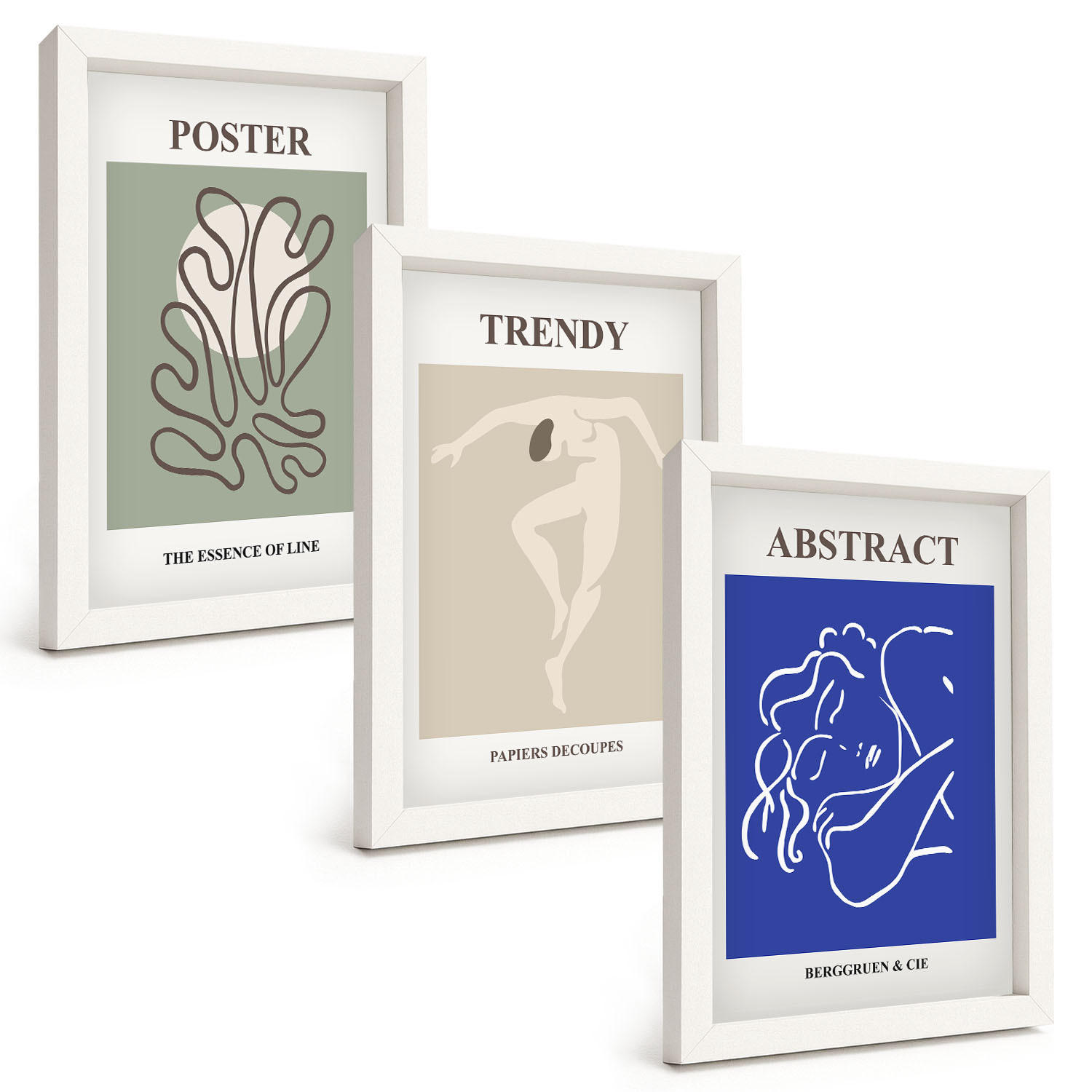 BILDER SET 3er Set - 20x30 cm Weißer Rahmen - Henri Matisse Pastellgrafiken - Weiß, Kunststoff (20/30cm) - TULUP