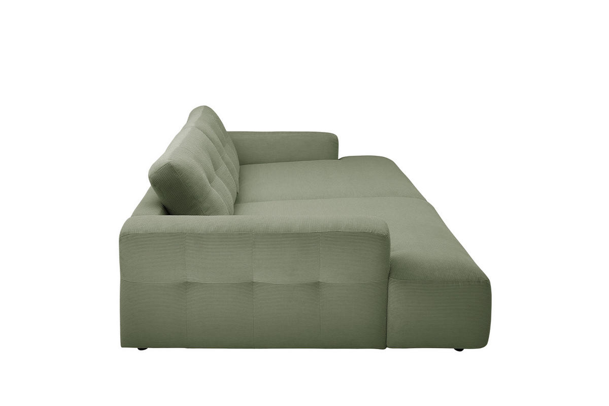 BIG SOFA MIKA Grün Cord - Schwarz/Grün, Kunststoff/Textil (300/86/167cm) - KAWOLA
