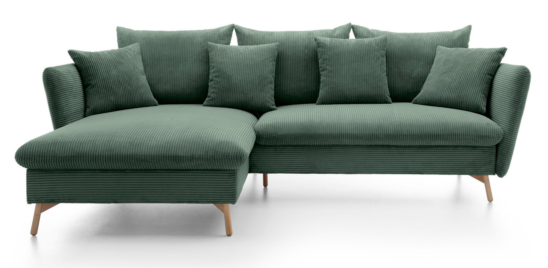 ECKSOFA Savona L-Form 260 cm, Cordstoff, Links, Grün - Grün, Holz (258/167cm) - Emporius