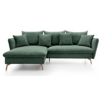 ECKSOFA Savona L-Form 260 cm, Cordstoff, Links, Grün - Grün, Holz (258/167cm) - Emporius