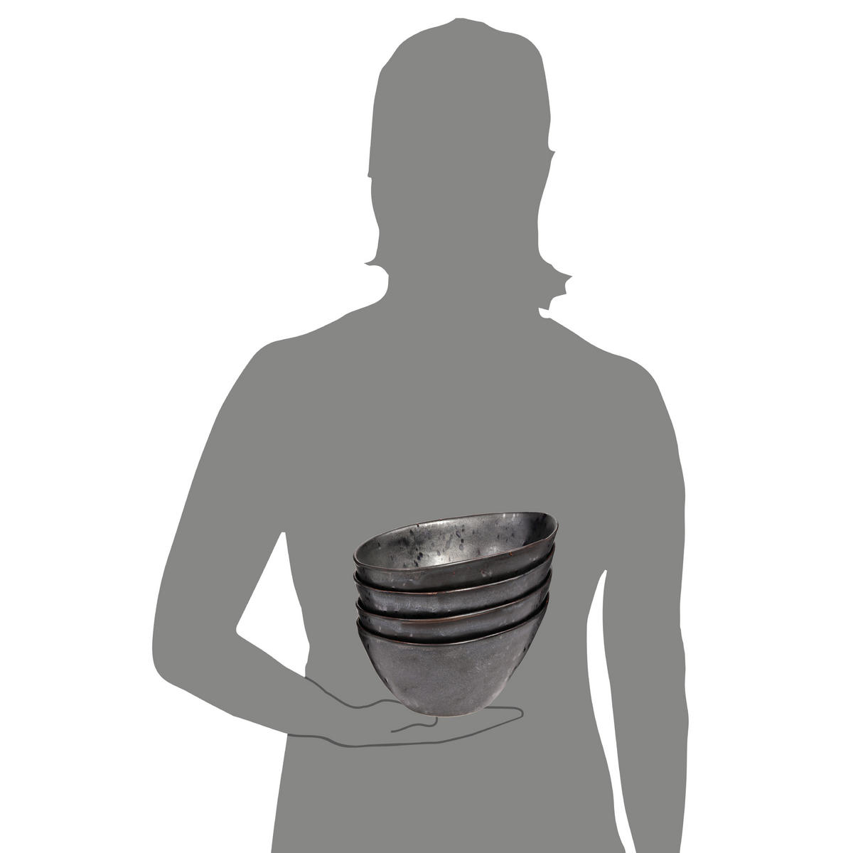 MÜSLISCHALEN SET TOMBEY - 4 teilig aus Steingut - Dunkelgrau, Keramik (12.7cm) - Sänger