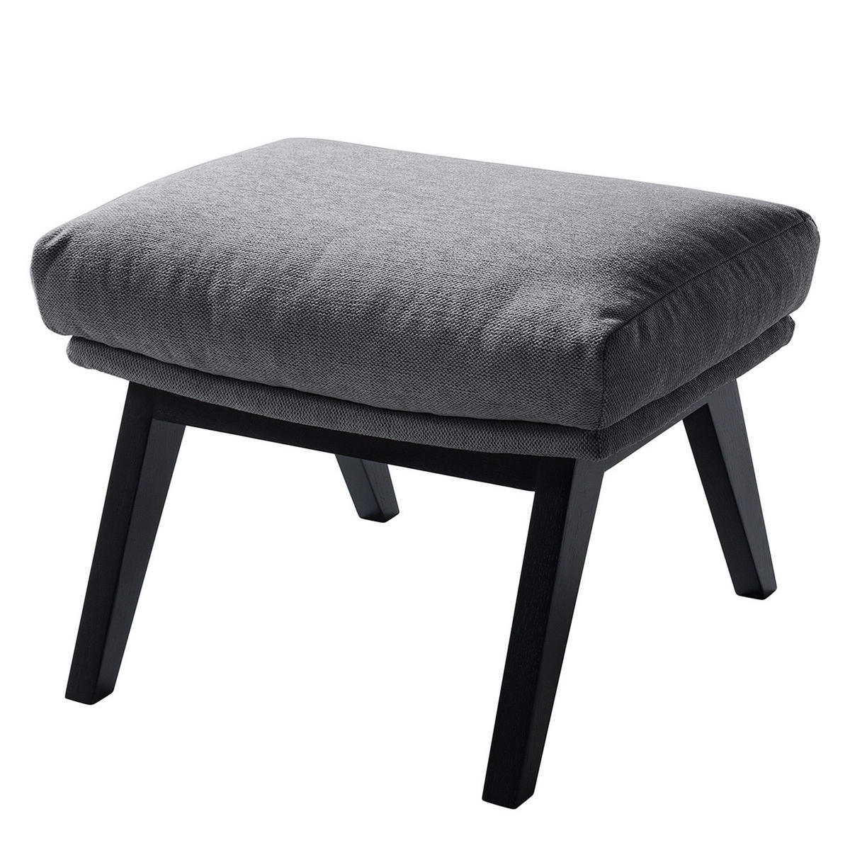 POLSTERHOCKER - Schwarz/Grau, Eichenholz/Holz (54/41/41cm) - home24