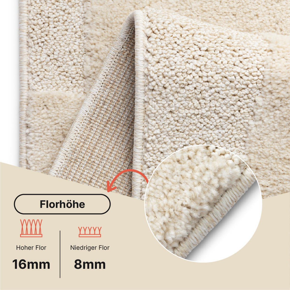KURZFLORTEPPICH RELIEVO creme abstrakt 3D-Struktur 140/200 cm - Creme, Textil (140/200cm) - Tapiso